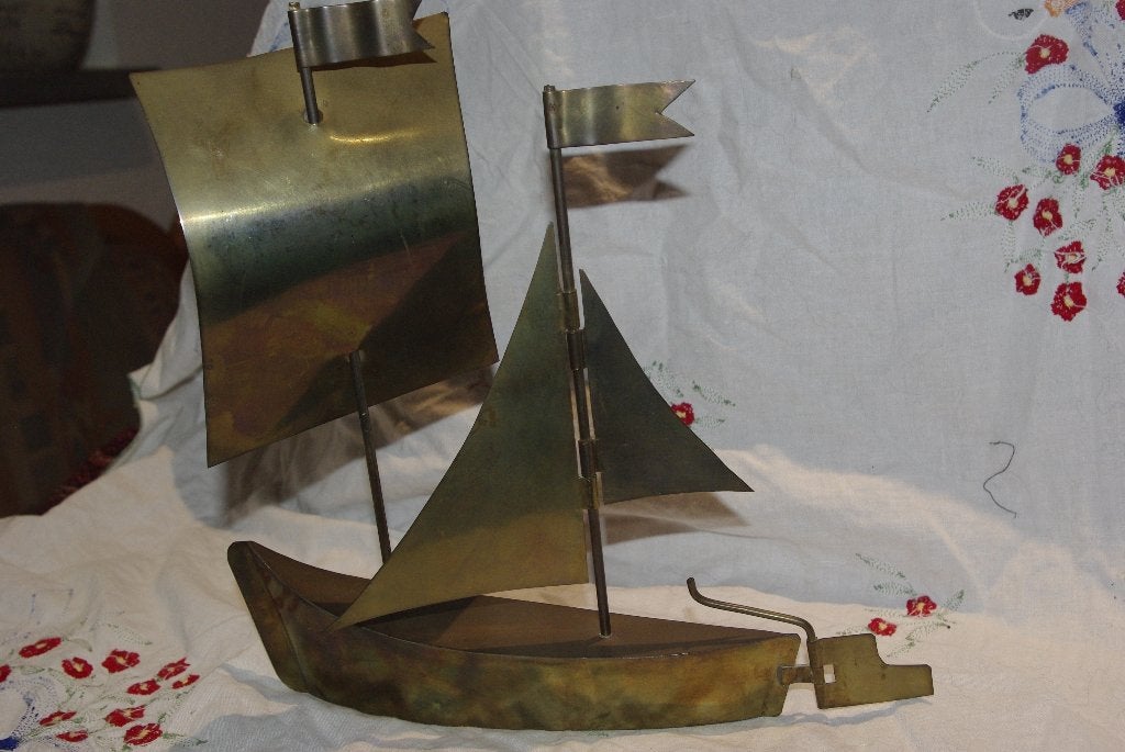 Vintage Messing Zeilboot Decoratie, Ophalen of Verzenden