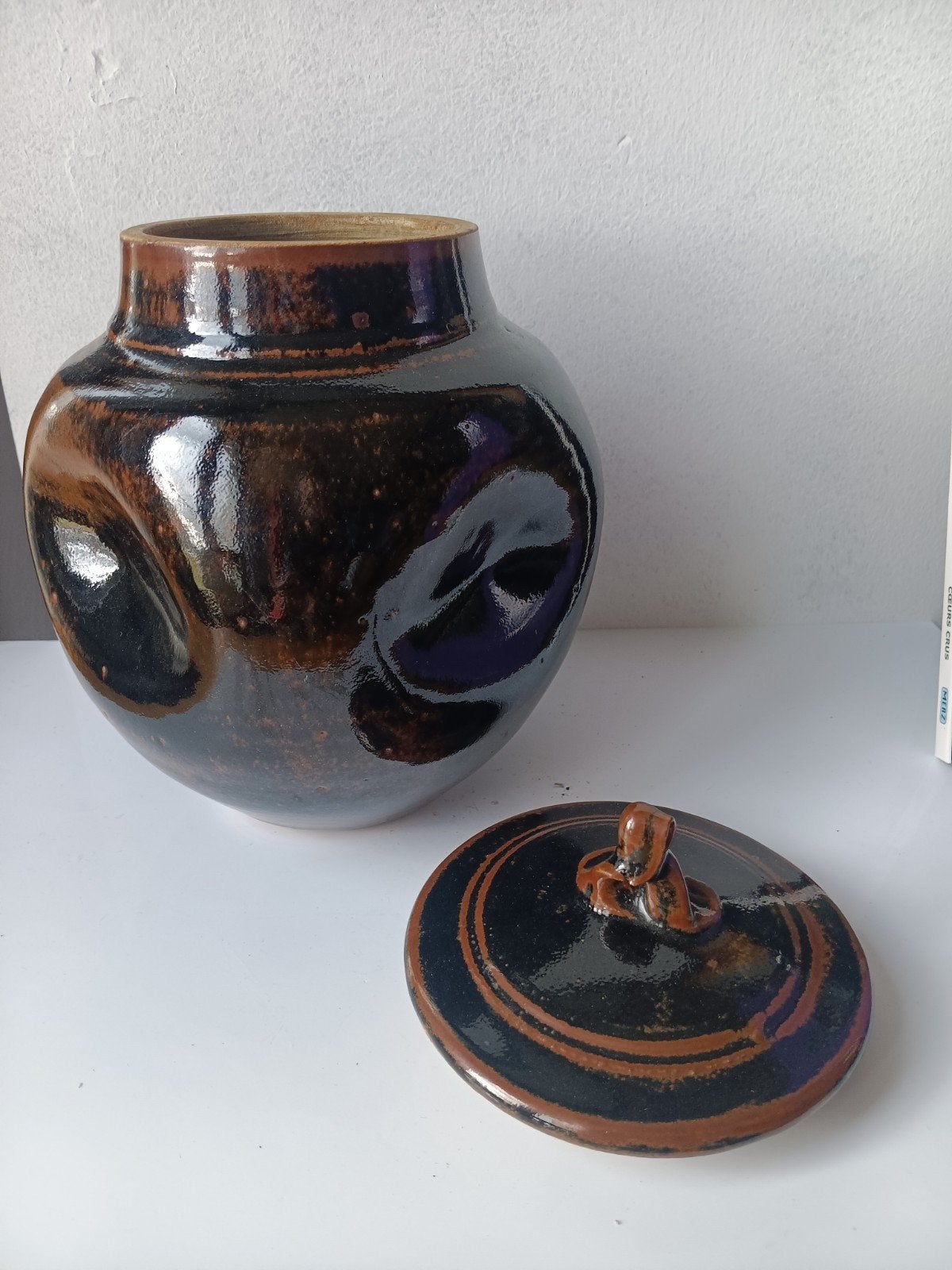 Vintage Steengoed Honingpot met Deksel en Merkteken, Antiek en Kunst, Antiek | Keramiek en Aardewerk, Ophalen of Verzenden