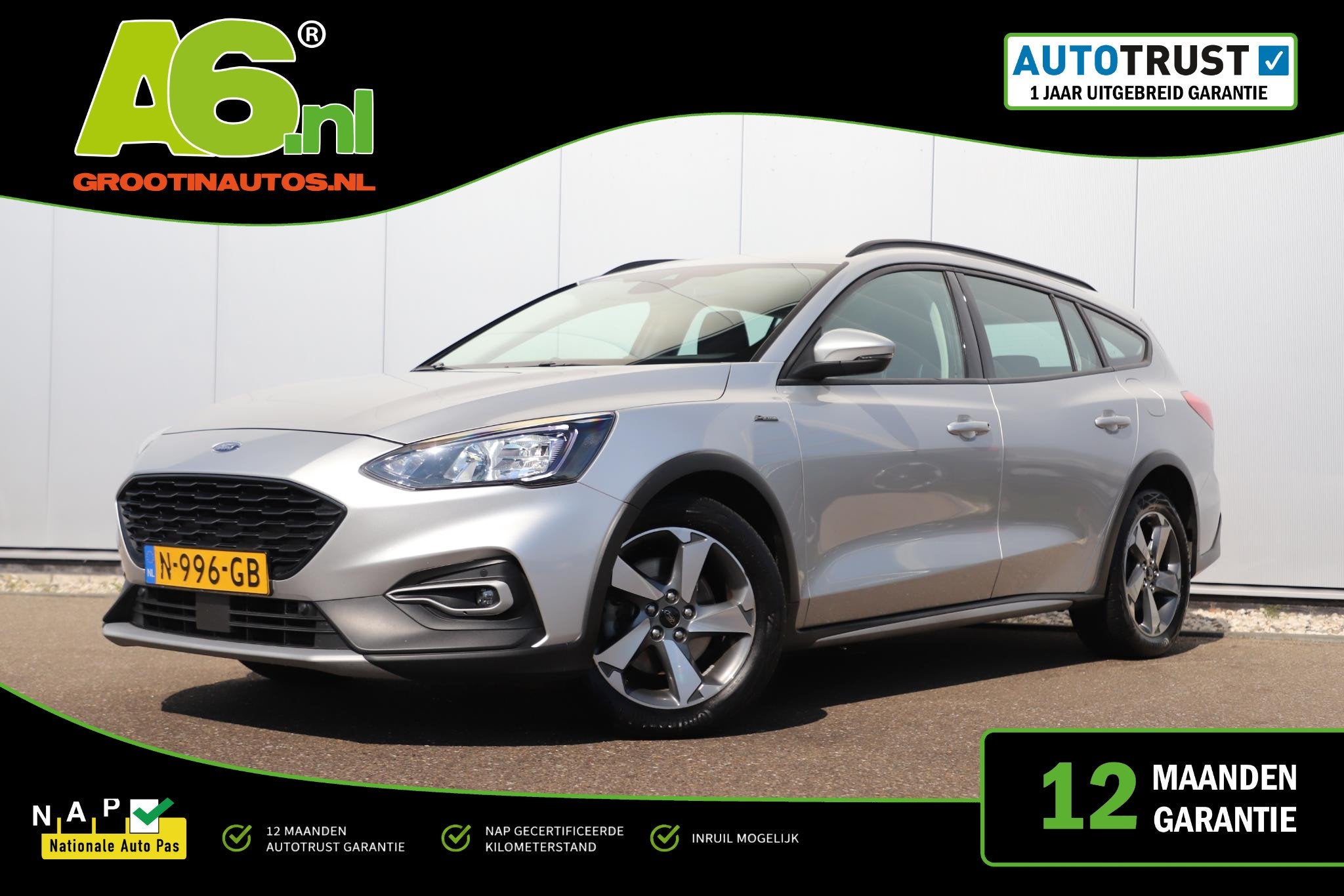 Ford Focus Wagon 1.0 EcoBoost Hybrid Active Business Trekhaa, Gebruikt, Euro 6, Met garantie (alle), Origineel Nederlands