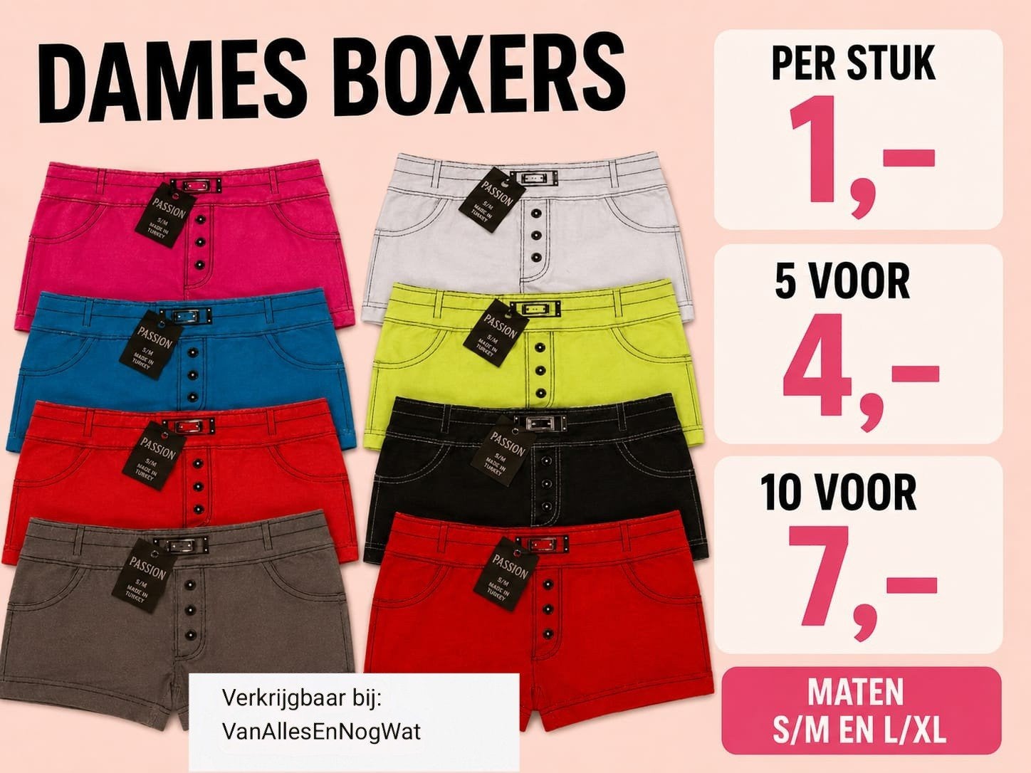 Dames Boxershorts - Diverse Kleuren en Maten, Kleding | Dames, Ondergoed en Lingerie, Passion, Ophalen, Blauw, Broekje of Short
