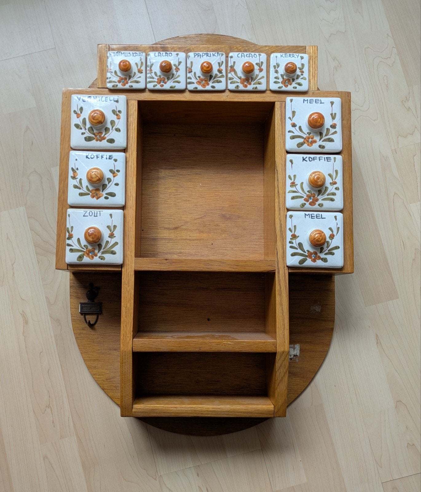 Vintage kruidenrek met keramische lades, Ophalen