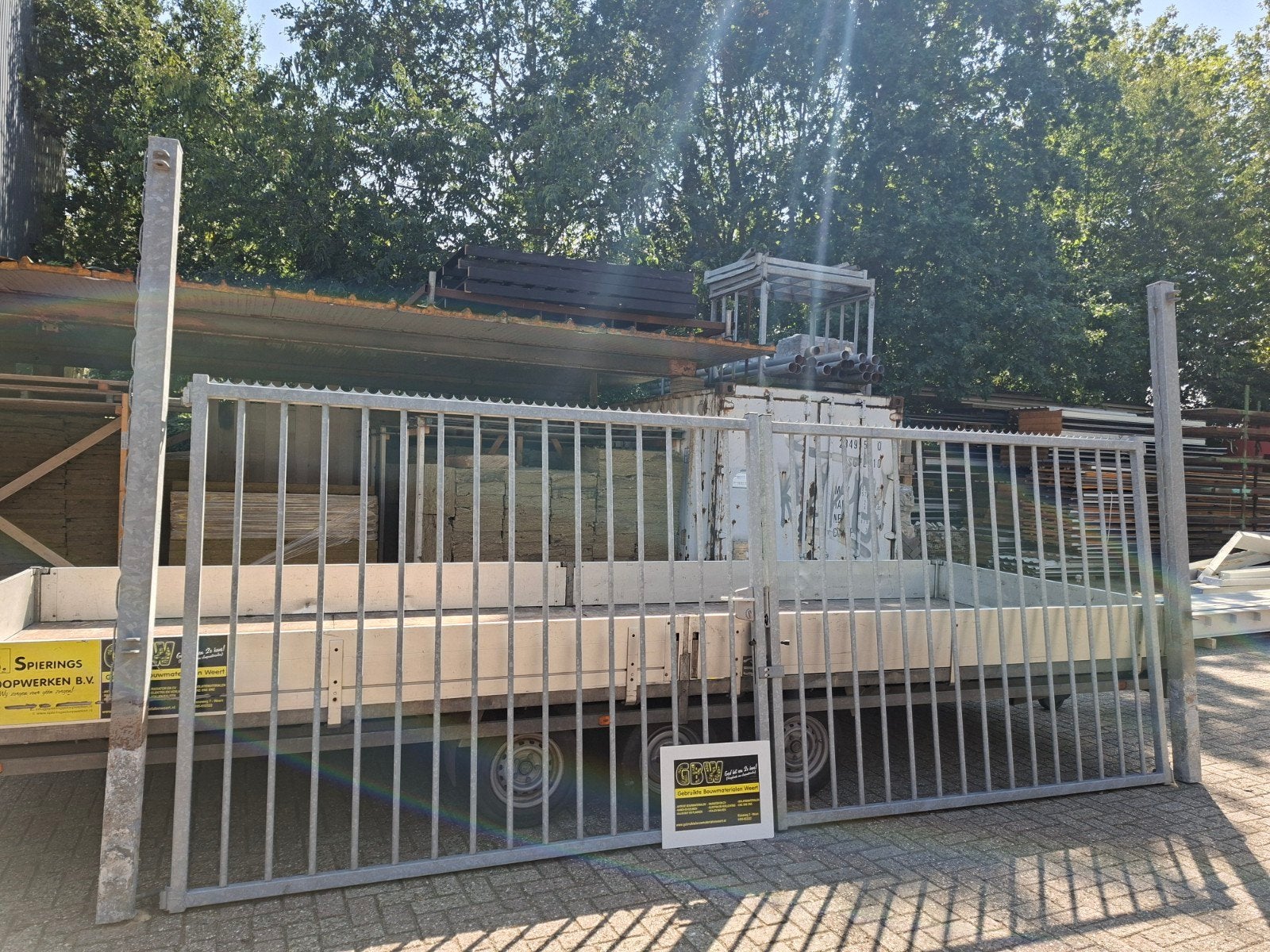 gegalvaniseerde dubbele spijlen poort 520 cm, tuinpoort, Ophalen, Gebruikt, 150 tot 200 cm, IJzer