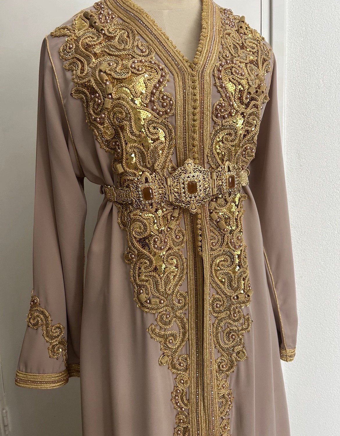 Prachtige Marokkaanse jurk kaftan takchita l/xl, Overige typen, Blauw, Maat 46/48 (XL) of groter, Ophalen of Verzenden