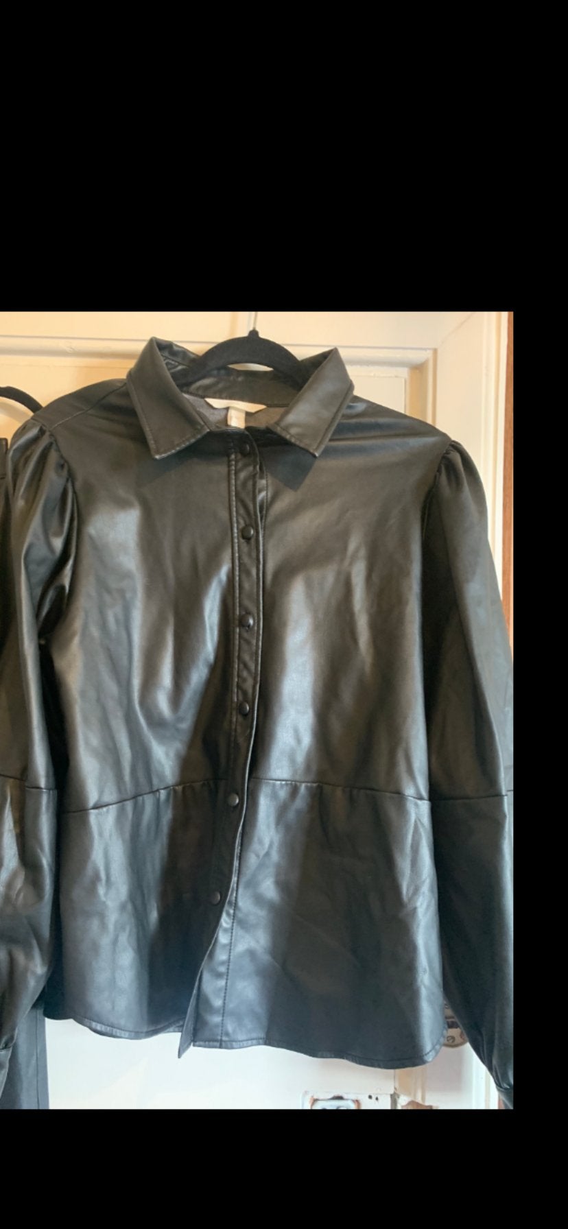 H&M Zwarte Faux Leren Blouse Maat M, Ophalen of Verzenden, Gedragen, Maat 38/40 (M), Zwart