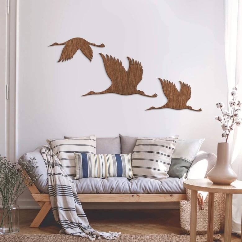 Wall Art houten vogels set van 3,  NIEUW, Ophalen, Nieuw, Bruin, Hout