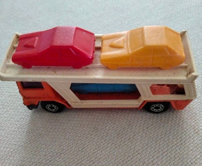 Vintage Matchbox Superfast No. 11 Autotransporter met auto's, Verzamelen, Ophalen of Verzenden, Gebruikt