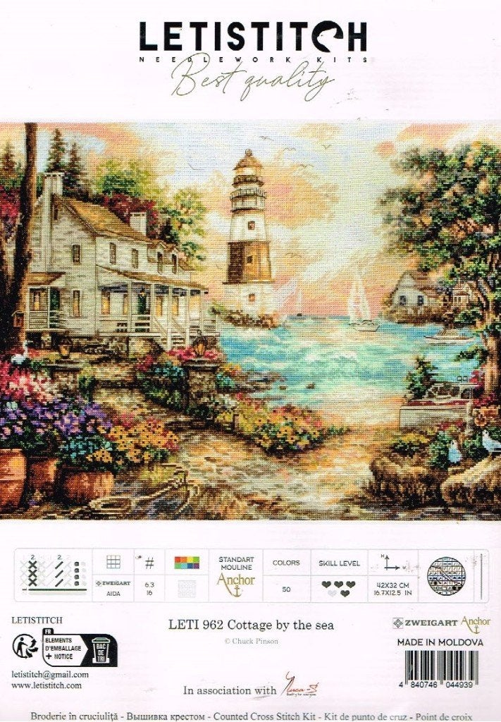 Cado letistitch groot borduurpakket COTTAGE BY THE SEA  962, Hobby en Vrije tijd, Ophalen of Verzenden, Nieuw, Handborduren, Borduurpakket