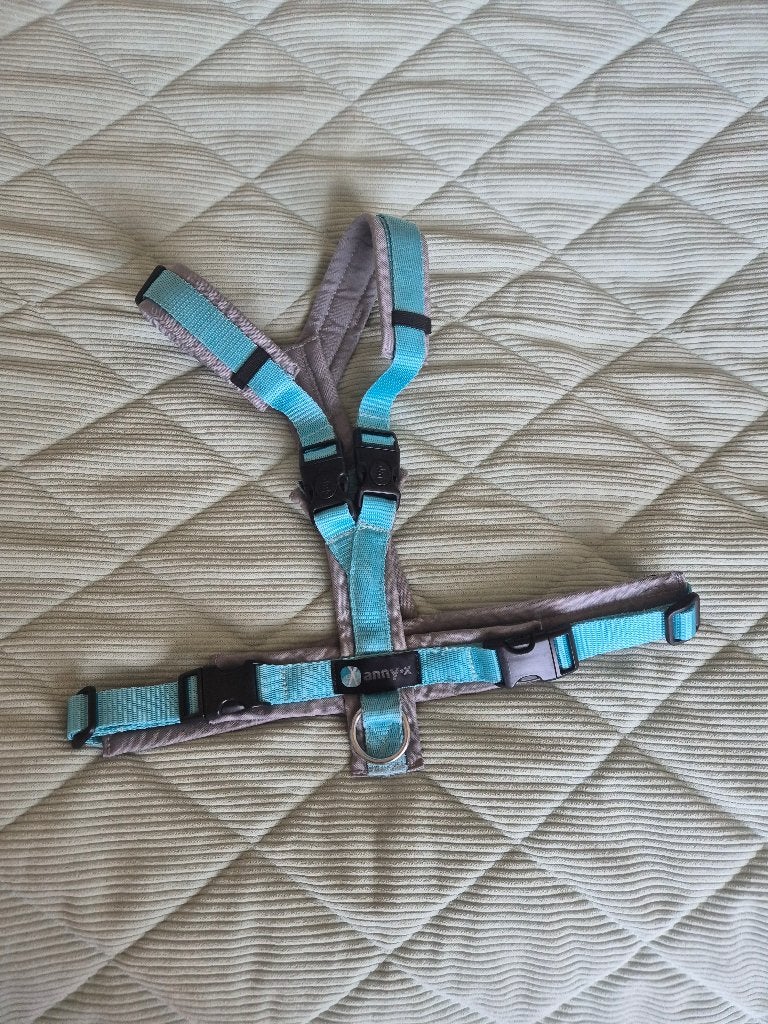 Y tuig open Ijsblauw AnnyX  S, Dieren en Toebehoren, Hondenriemen, Ophalen of Verzenden, Gebruikt, Hondenriem-accessoire