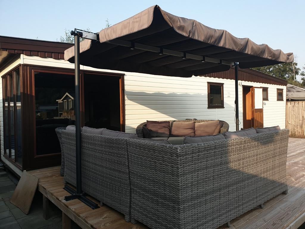 Te koop aangeboden winterharde chalet, Caravans en Kamperen, Stacaravans, tot en met 6, Ophalen of Verzenden