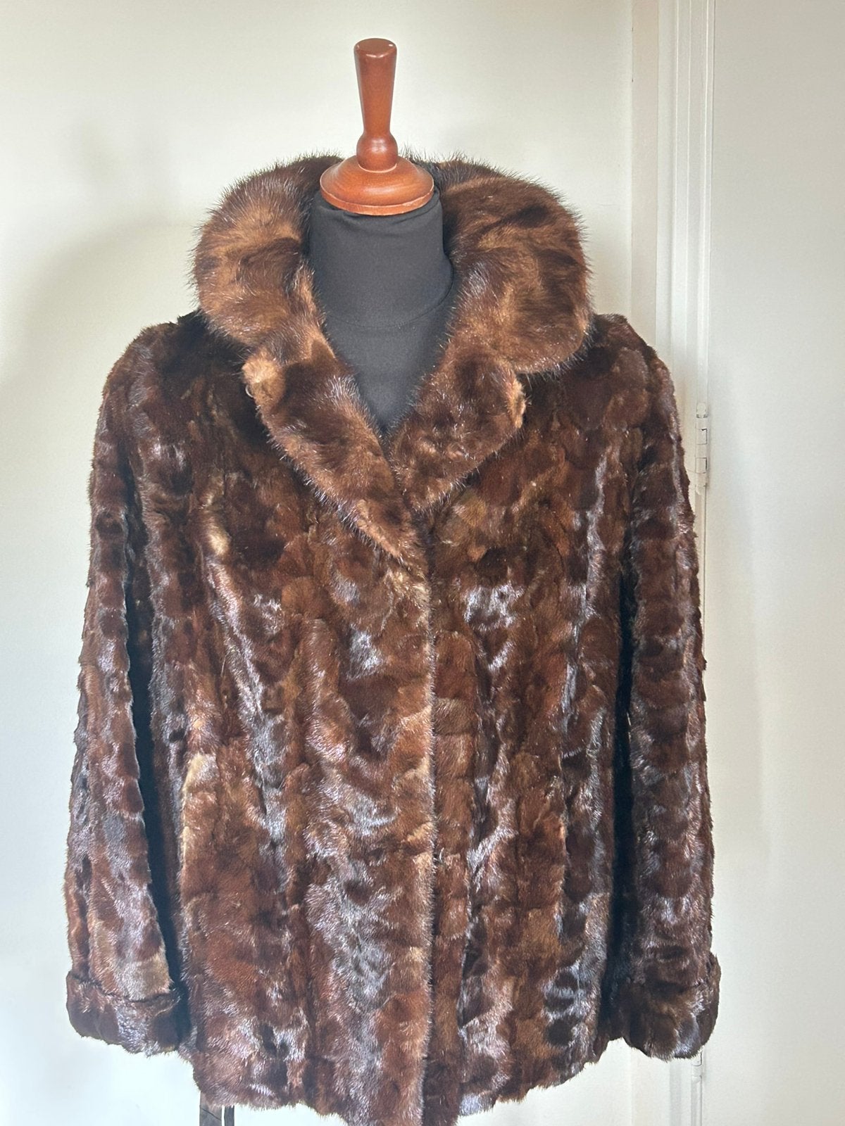 Vintage Winter dames bontjas, Ophalen of Verzenden, Gedragen, Maat 42/44 (L), Bruin