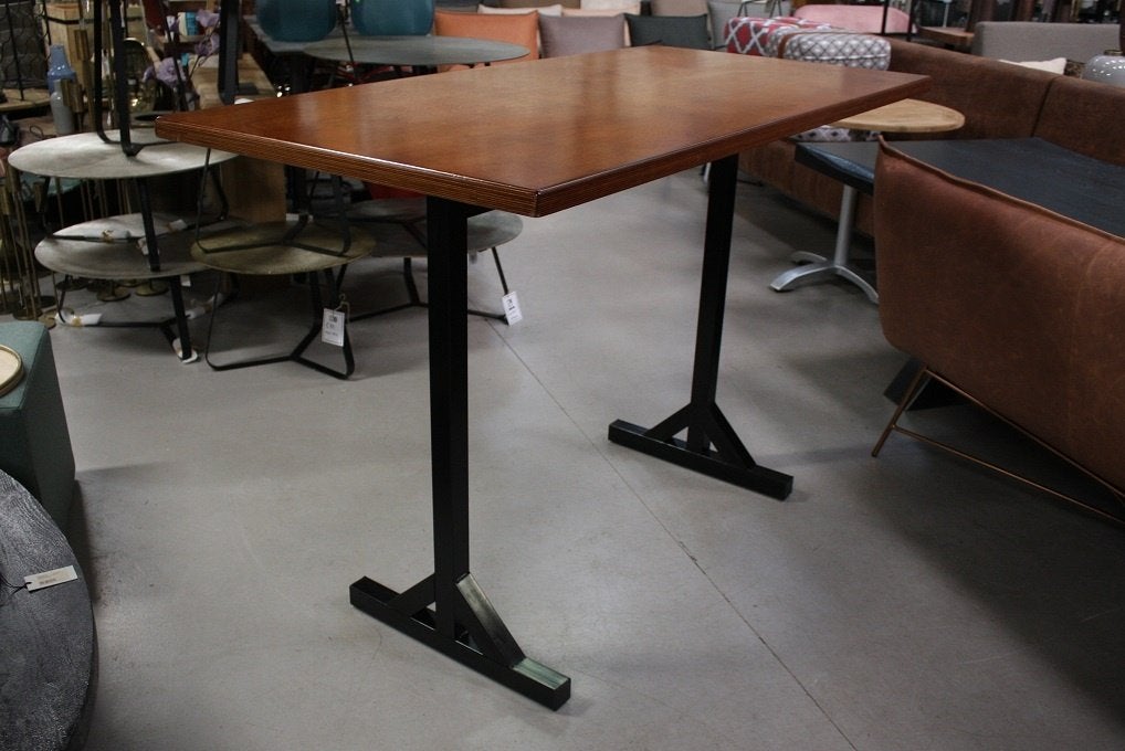 Mooie bartafel statafel metaal hout 120 x 80 x 110 cm. hoog, Ophalen, 5 krukken of meer, Zo goed als nieuw, 90 cm of meer