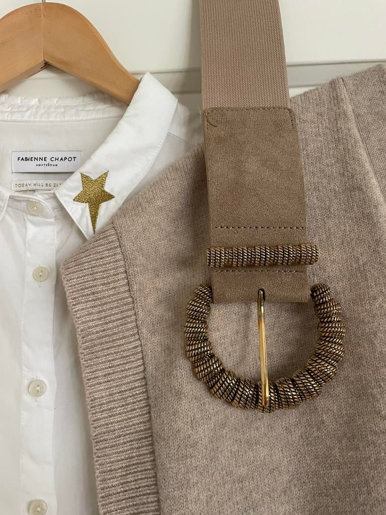 Fabienne Chapot, prachtige witte katoenen blouse, M/L, Ophalen of Verzenden, Zo goed als nieuw, Maat 38/40 (M), Wit