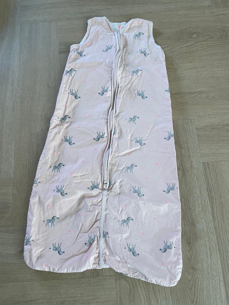 HEMA Slaapzak baby zomer, katoen, roze/zebra's, maat 86/104, Ophalen of Verzenden, Gebruikt, Slaapzak