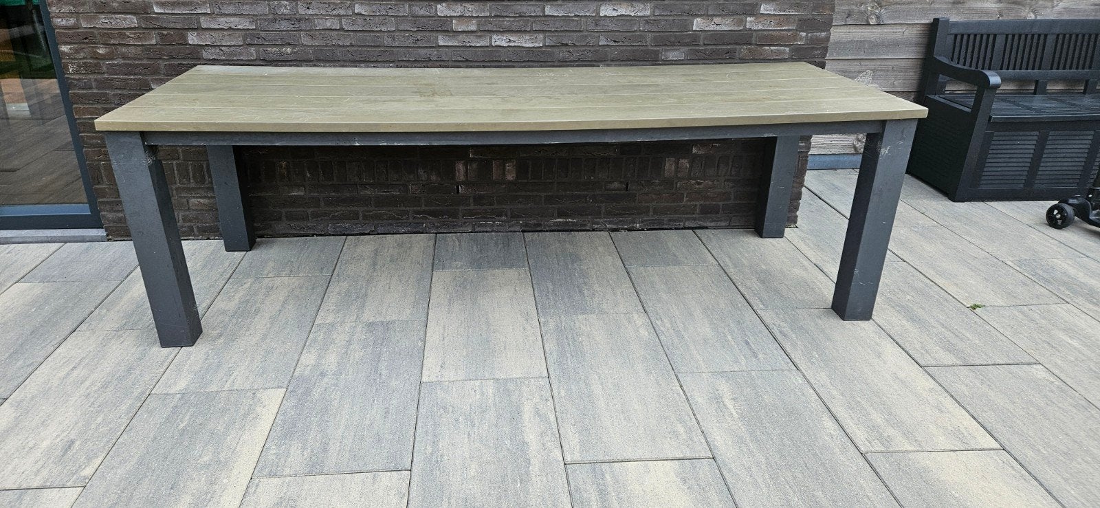 Tuintafel 240x92cm polywood blad, aluminium onderstel, Tuin en Terras, Ophalen, Gebruikt, Rechthoekig, Aluminium
