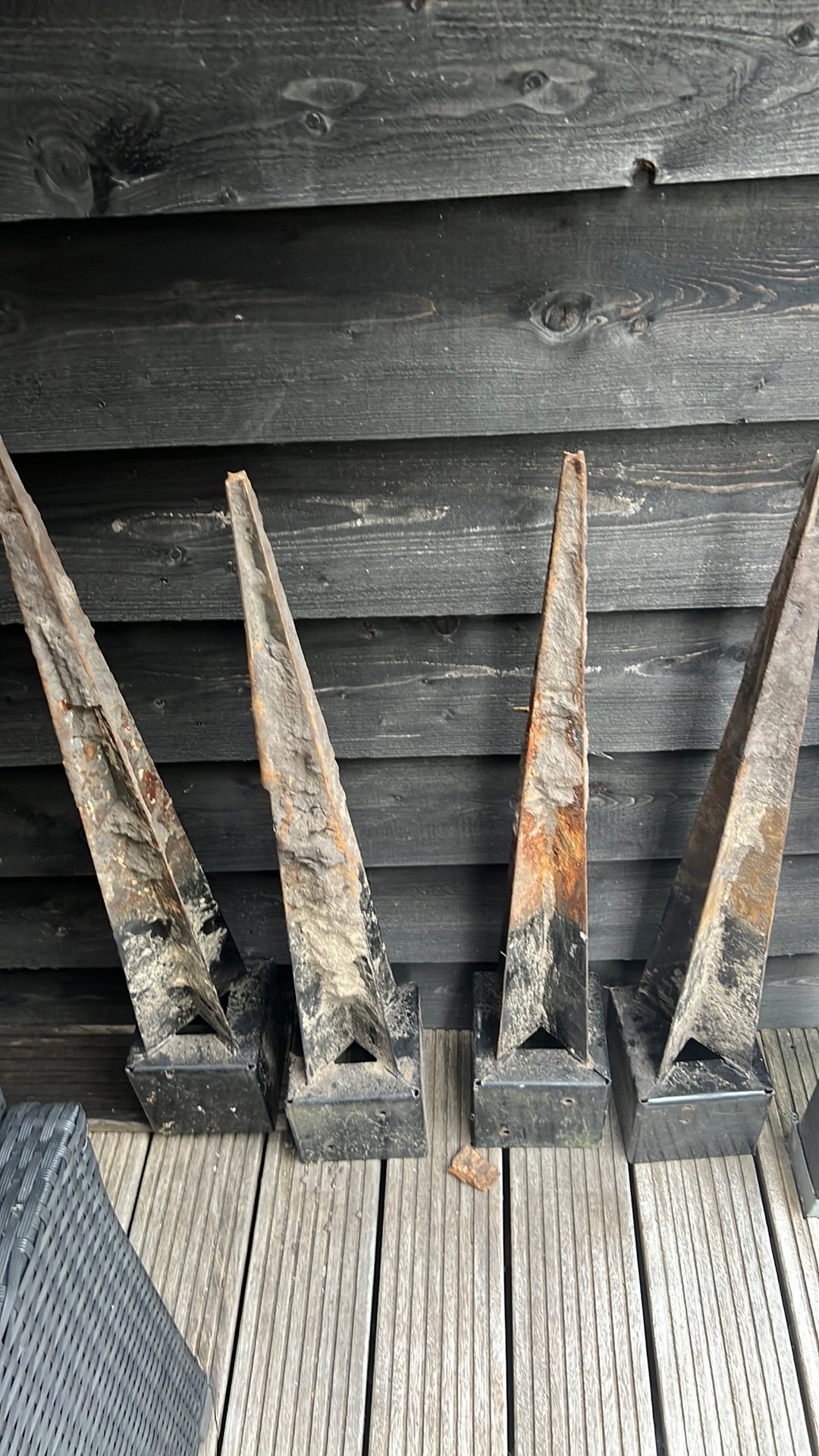Overkapping 4x paalhouder met punt zwart 15X15, Ophalen of Verzenden