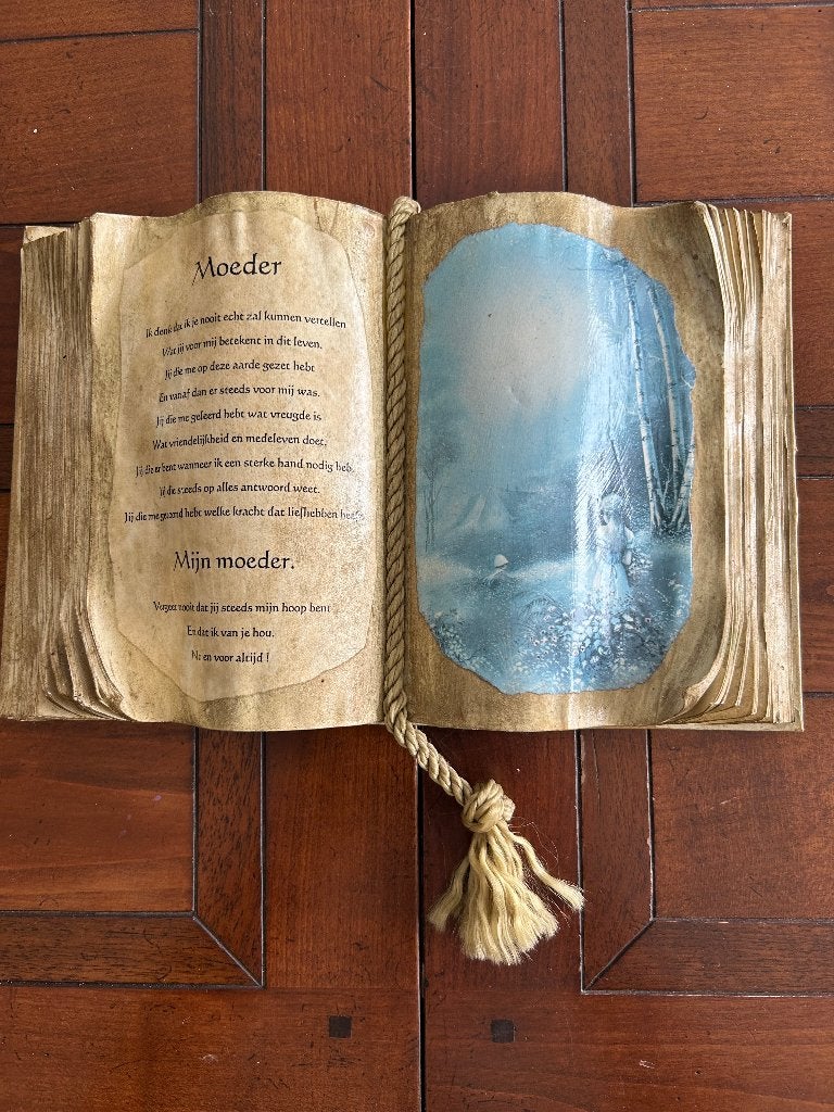 Decoratief boek 'Moeder' met gedicht en afbeelding, Vintage, Gebruikt, Ophalen of Verzenden, Beige