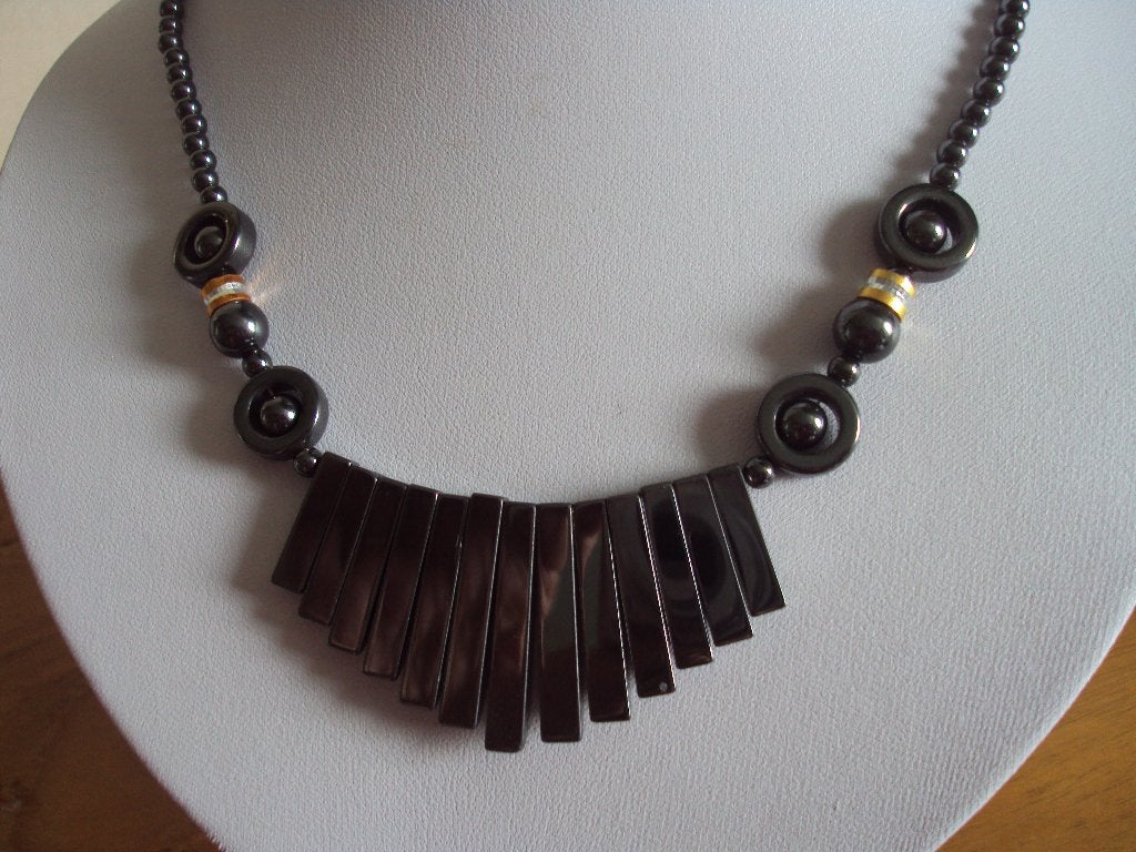 Ketting Hematiet steen, Zwart, Zo goed als nieuw, Steen of Mineraal, Met edelsteen
