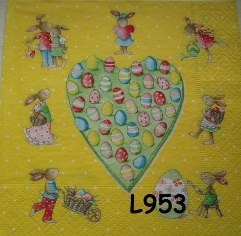 Servetten decoupage/bullet journal * hart haas eieren L953, Verzenden, Nieuw