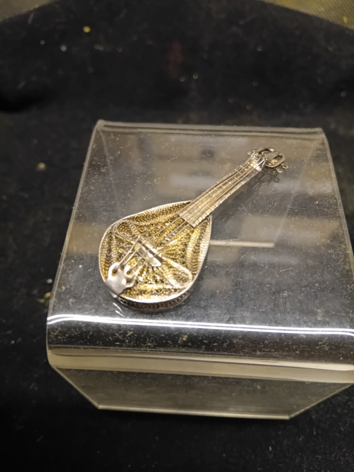 Zeer fraaie zilveren miniatuur mandoline filigrain, Antiek en Kunst, Ophalen of Verzenden