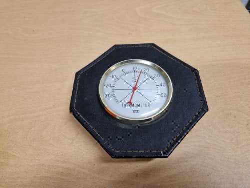 thermometer in leer vintage, Ophalen of Verzenden, 'T Olde Gre-j, Info@toldegrej.nl, Endepoelstraat 20f Didam