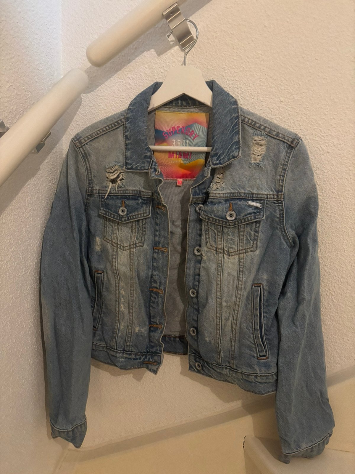 Superdry spijker jack maat 10, Ophalen of Verzenden, Zo goed als nieuw, Maat 34 (XS) of kleiner, Blauw