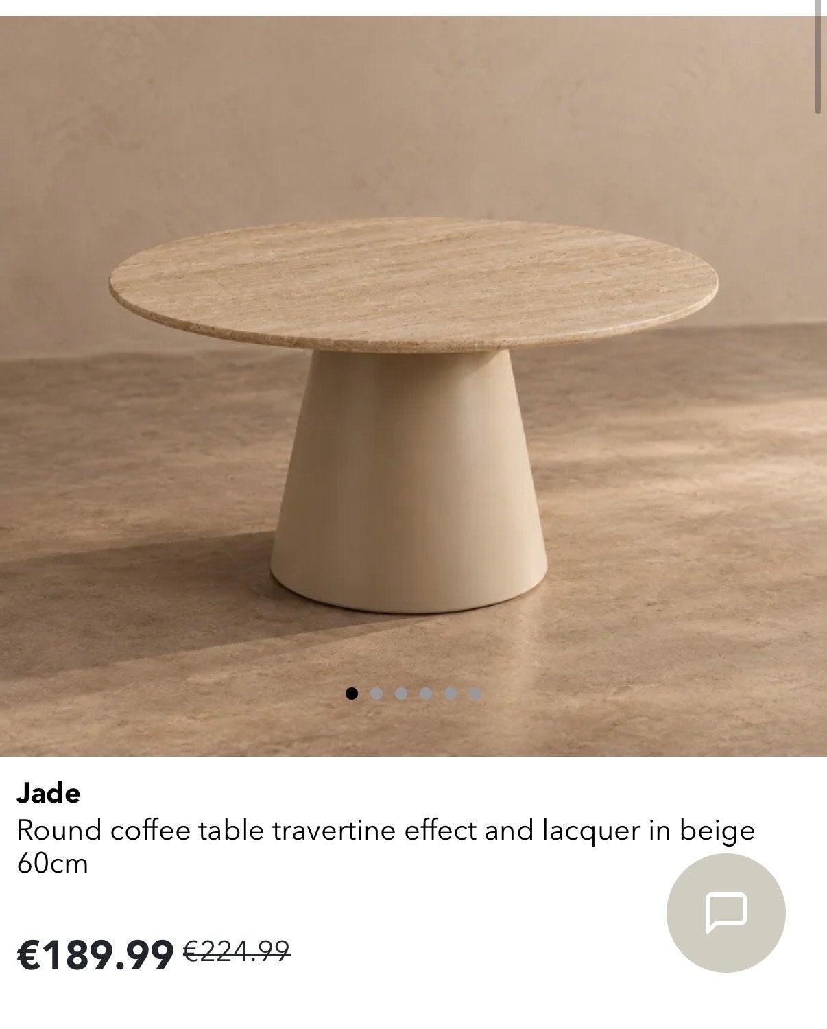 Verhuizing! Nieuwe Jade salontafel Travertin & beige lak, Huis en Inrichting, Ophalen, Overige materialen, Rond, Nieuw
