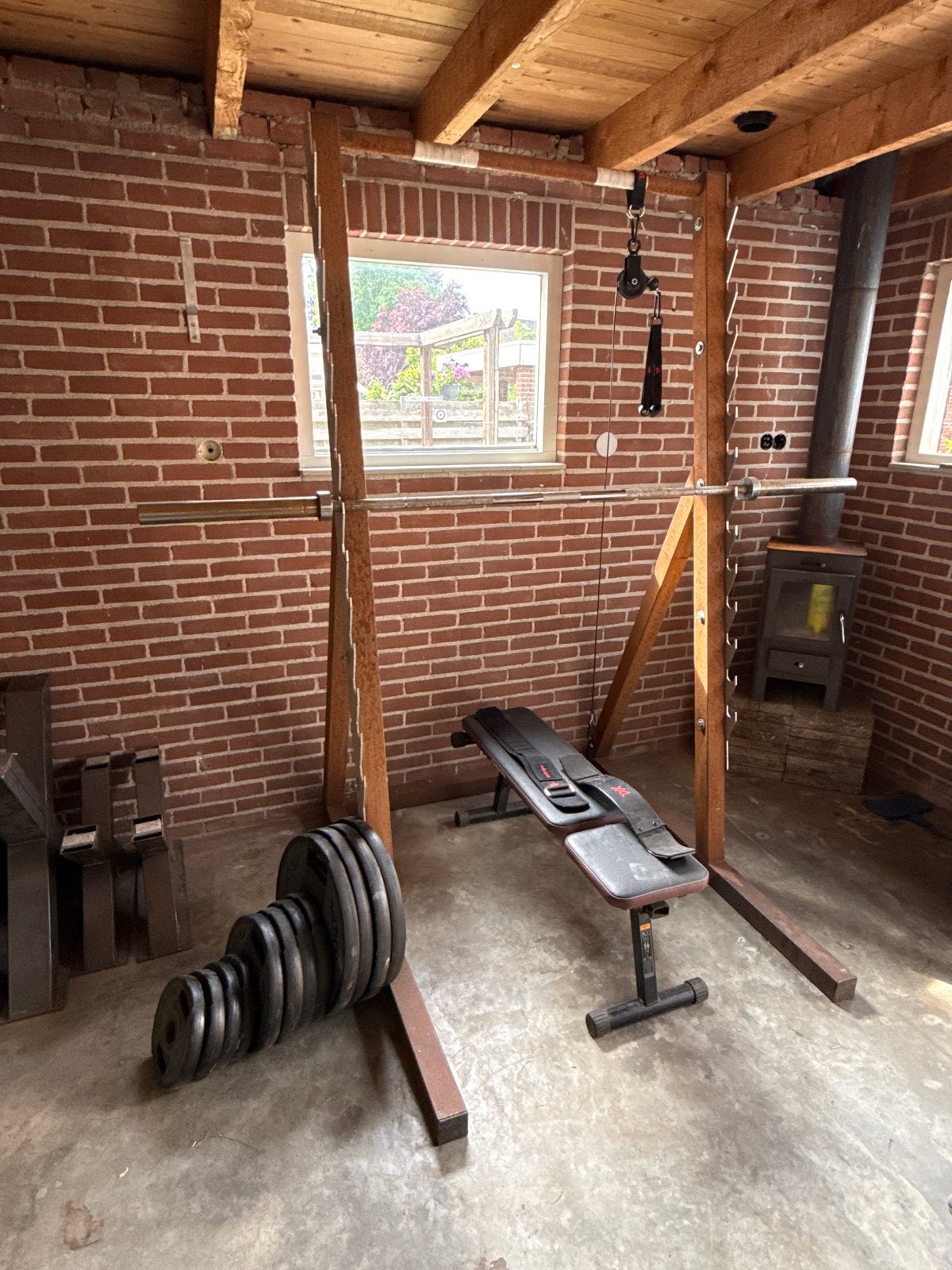 Complete Huis Gym Set met Eleiko Halterstang, Sport en Fitness, Fitnessmaterialen, Gebruikt, Halterset, Armen, Ophalen