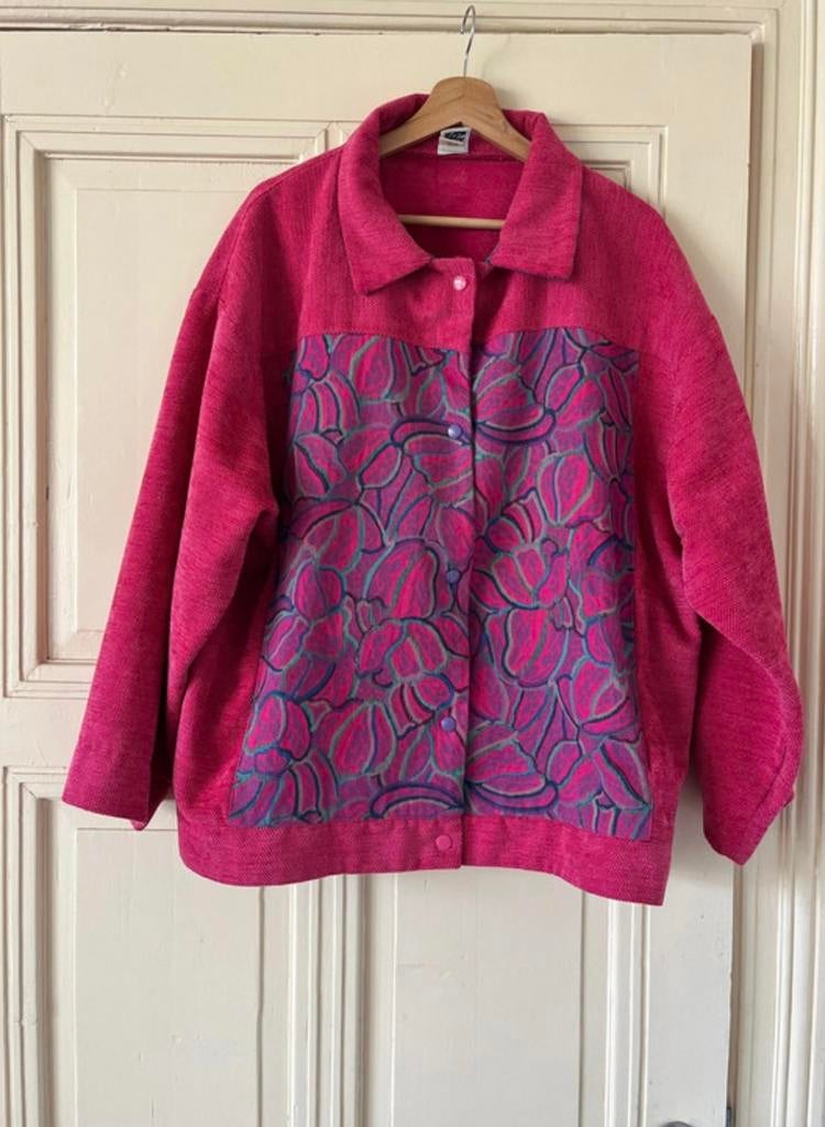 Retro roze jas, Ophalen of Verzenden, Zo goed als nieuw, Maat 42/44 (L), Roze