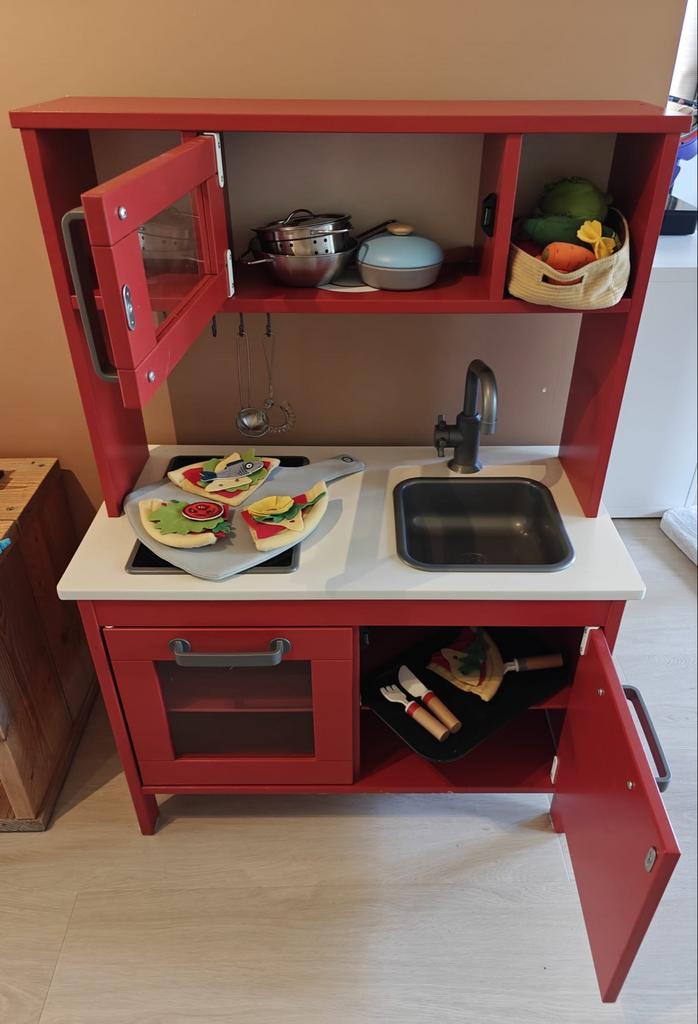 IKEA DUKTIG Speelkeuken - Rood met accessoires, Ophalen, Gebruikt, Hout, Speelkeuken