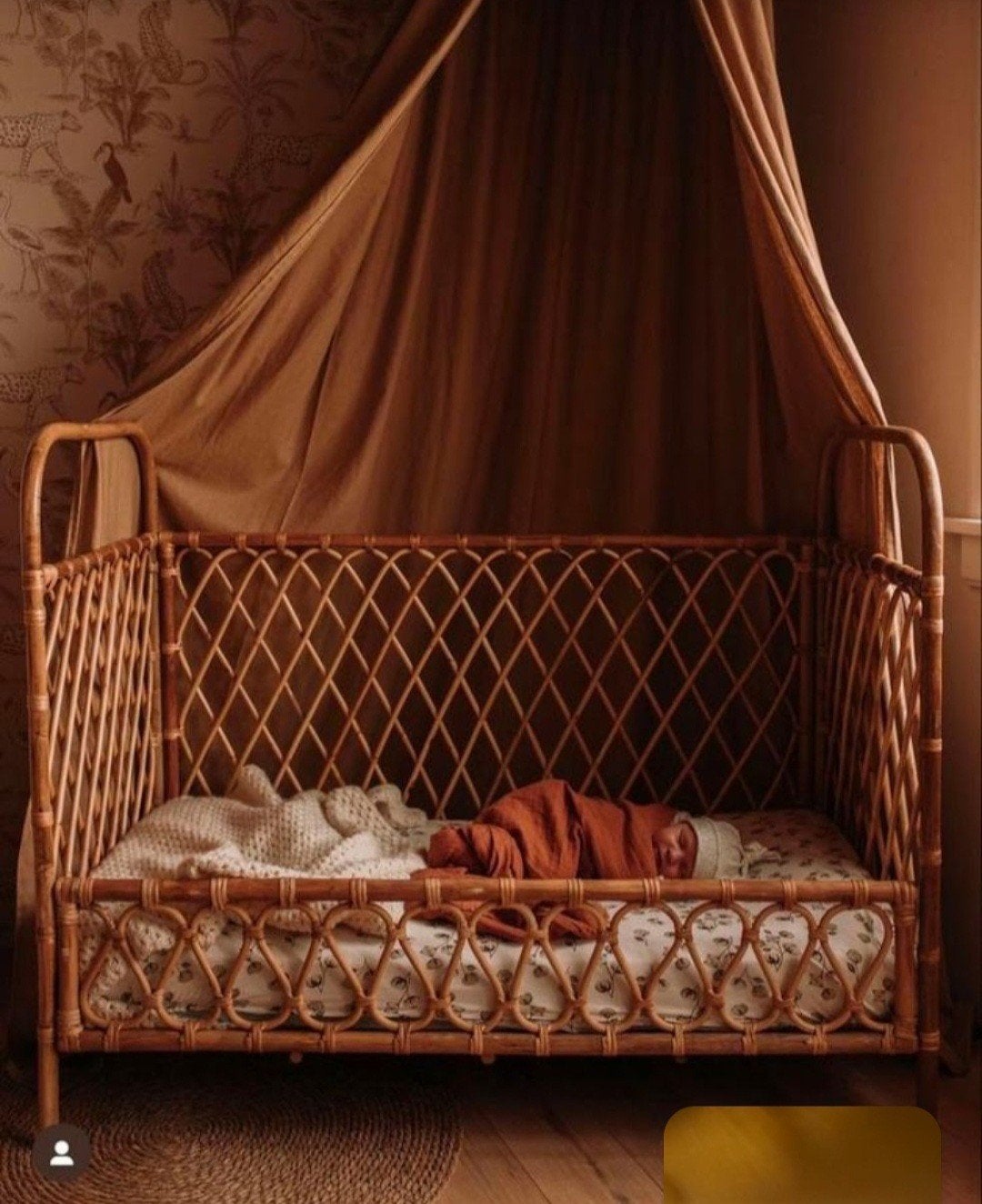 Doorgroei bed rotan, Ophalen, Gebruikt, 180 cm of meer, Matras