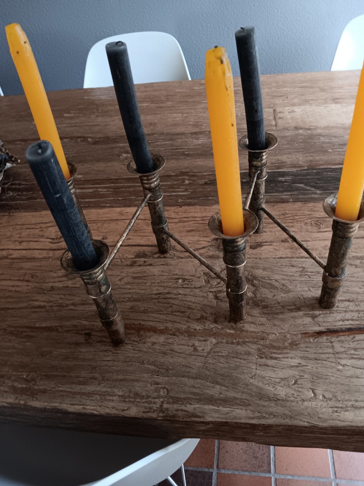 Prachtige inschuifbare 6-armige bronzen kandelaar, Antiek en Kunst, Ophalen