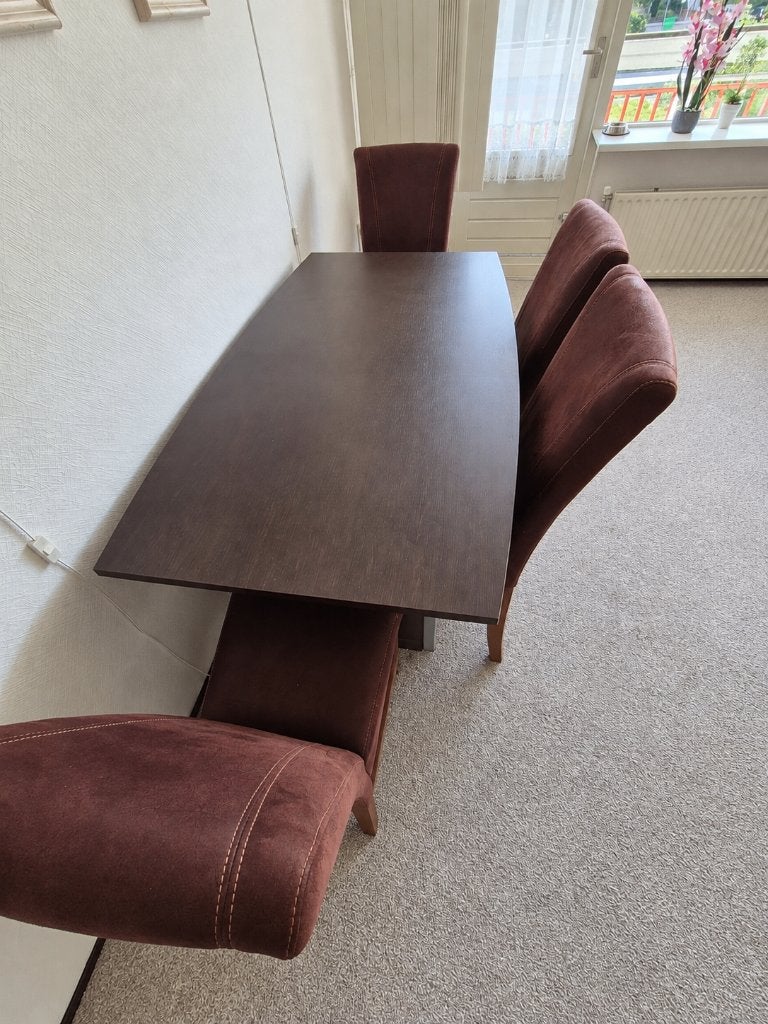 Eettafel + 4 stoelen, Ophalen, 50 tot 100 cm, Zo goed als nieuw, 150 tot 200 cm