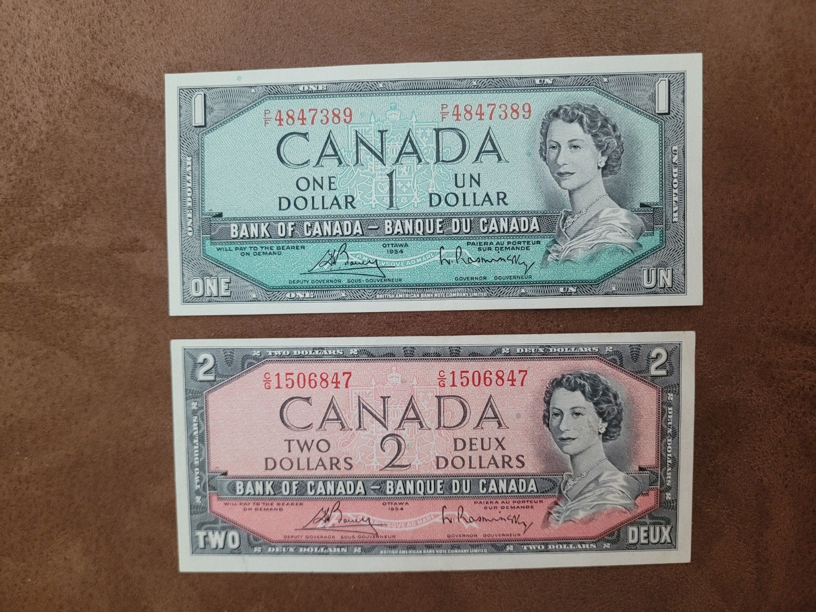 1 en 2 dollar biljet Canada 1954, Postzegels en Munten, Bankbiljetten | Amerika, Ophalen of Verzenden, Noord-Amerika, Setje
