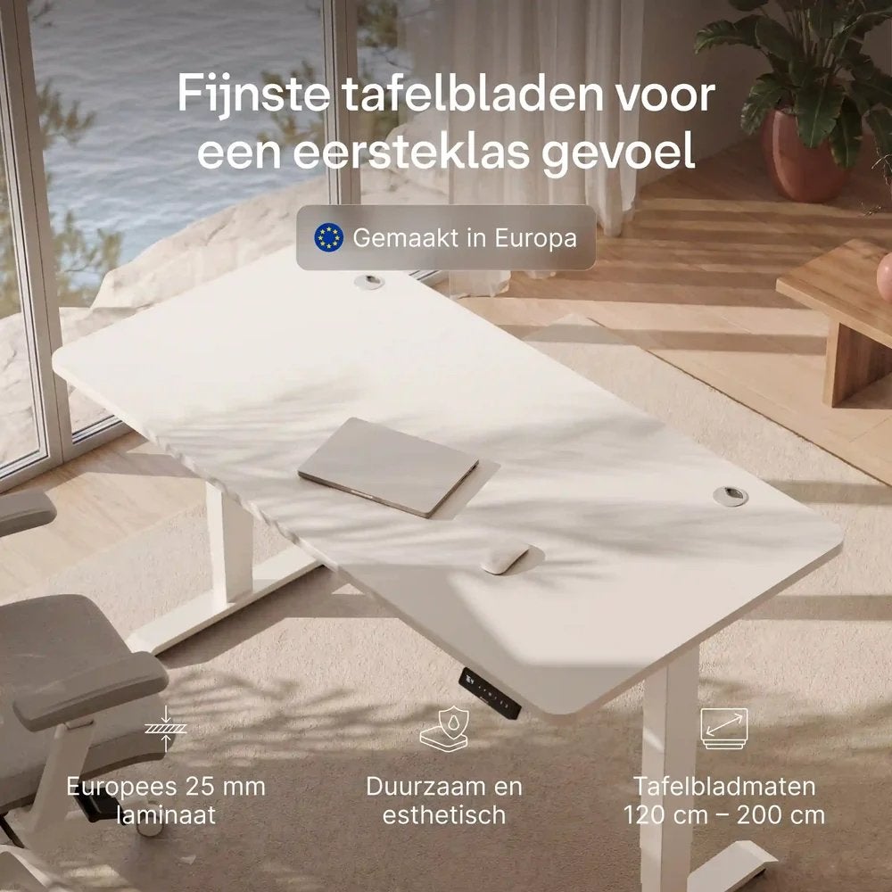 Foto 12 van Desktonic Zit-sta Bureau - Wit, Elektrisch Verstelbaar