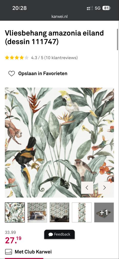 Vliesbehang karwei Amazonia Eiland (dessin 111747), Ophalen, Minder dan 10 m², Jungle, kinderkamer, dieren, vogels, planten, bloemen