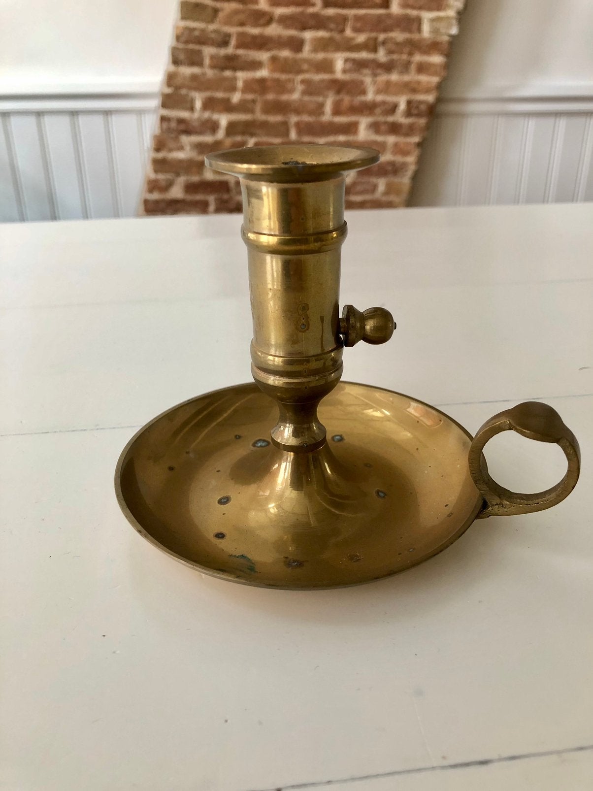 Mooie brocante messing blaker met schuifsysteem, Antiek en Kunst, Ophalen of Verzenden, Koper of Brons
