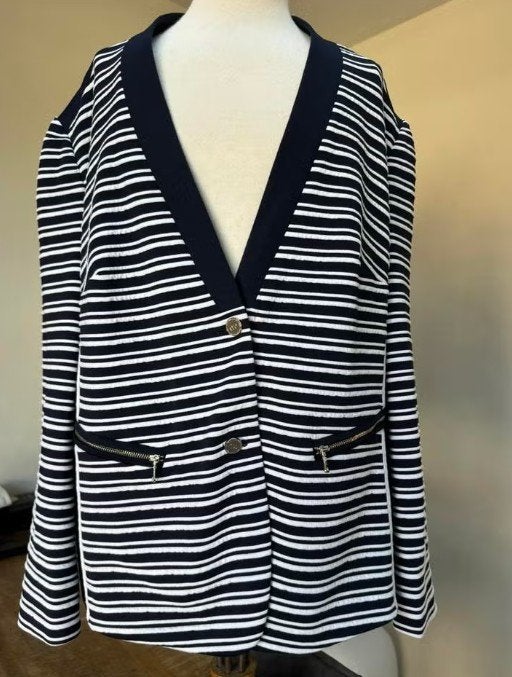 GERRY WEBER jasje nieuwstaat maat 46 blauw / wit D0, Blauw, Maat 46/48 (XL) of groter, Ophalen of Verzenden, Zo goed als nieuw