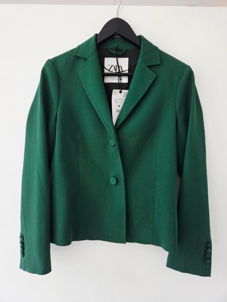 Groen wollen jasje / blazer van Zara, maat S, nieuw!, Zara, Nieuw, Ophalen of Verzenden, Jasje