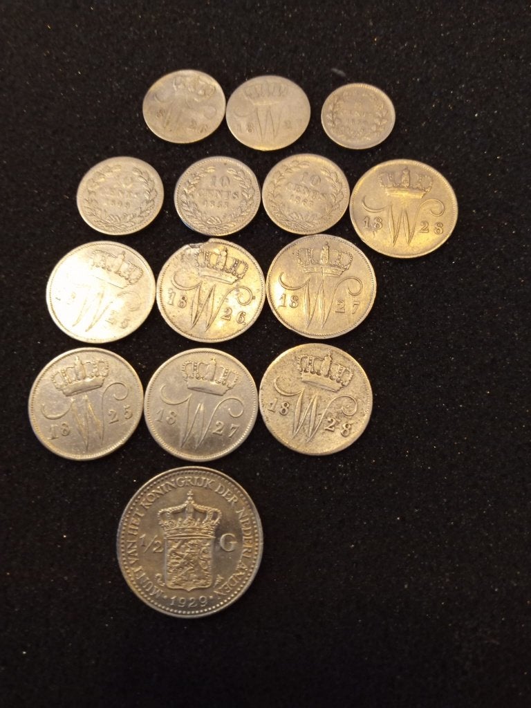 Diversen Zilveren munten. Willem 1 en Willem 3-Wilhelmina, Zilver, Ophalen of Verzenden, Koning Willem I, Losse munt