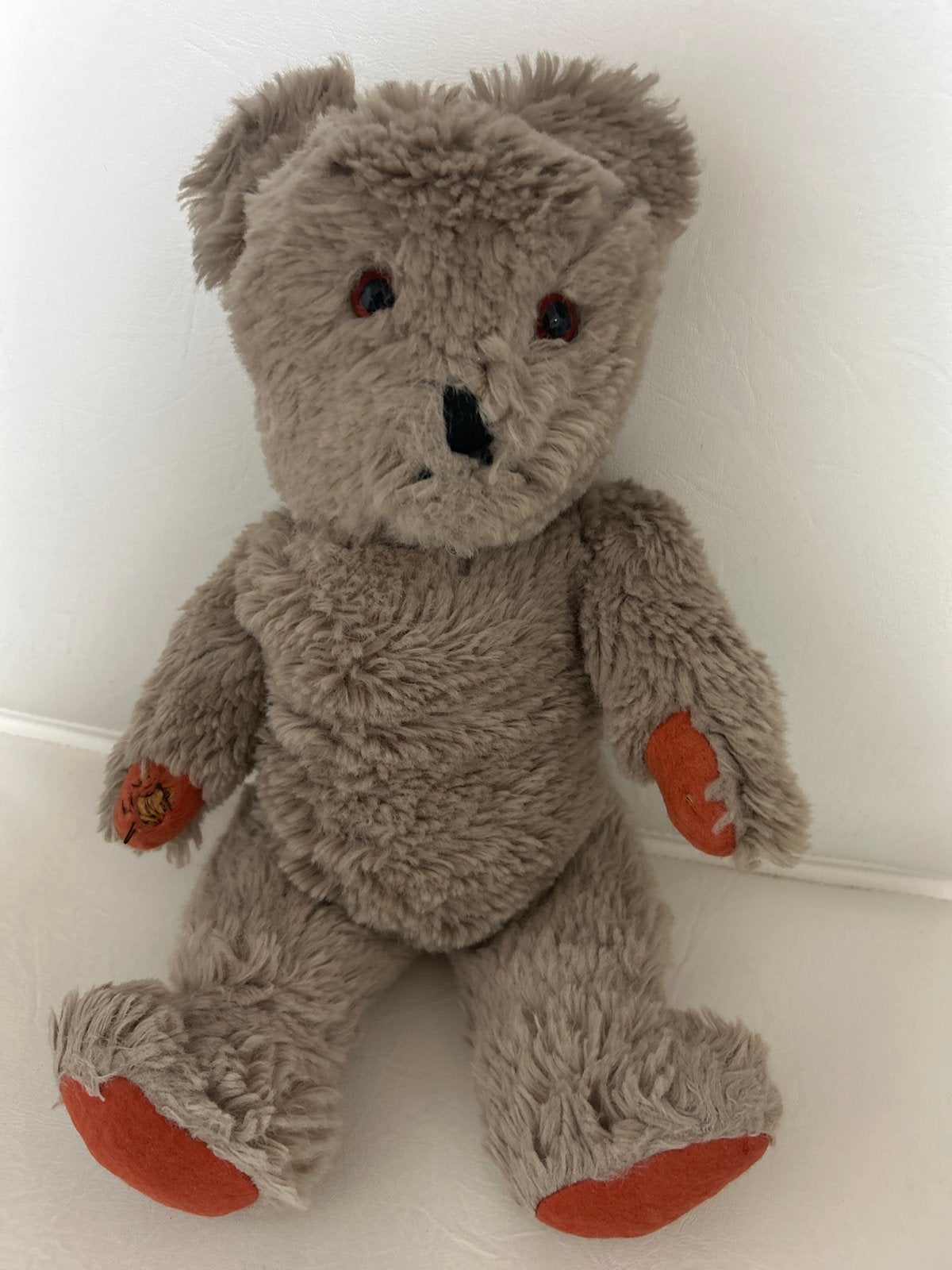 Oude Grijze Teddybeer met Stro Vulling - Vintage Knuffel, Ophalen of Verzenden, Gebruikt, Stoffen beer, Overige merken