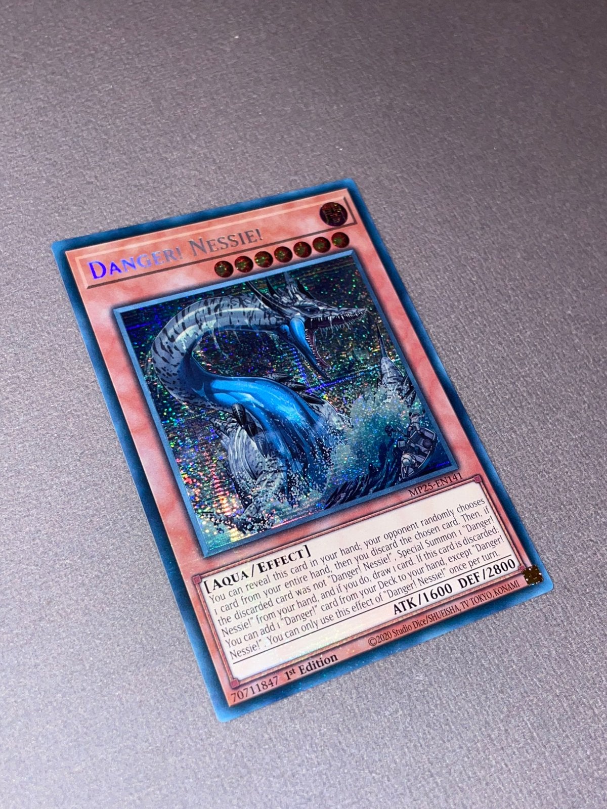 Yu-Gi-Oh! Danger! Nessie! MP25-EN141 1st edition secret rare, Ophalen of Verzenden, Nieuw, Losse kaart, Foil