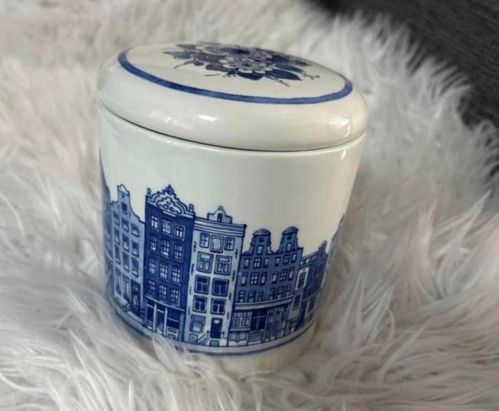 Royal Delft Delfts Blauw Potje met Amsterdamse Grachtenpande, Antiek en Kunst, Ophalen of Verzenden