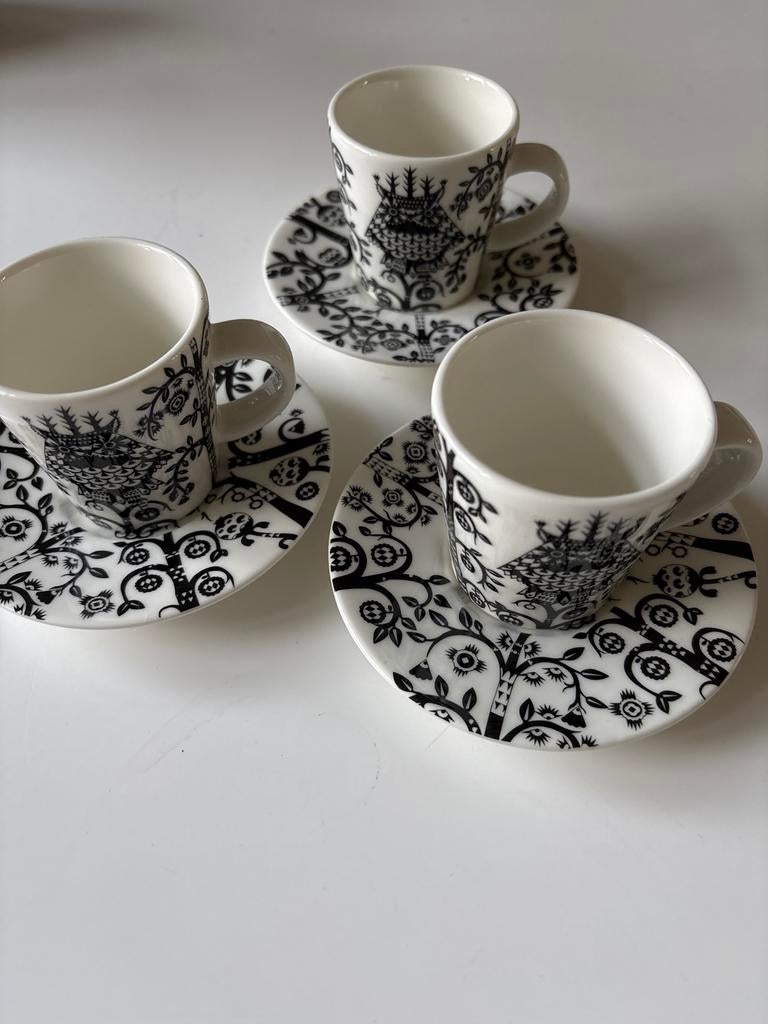 3 Iittala espresso kopjes met schotels, Ophalen, Zo goed als nieuw, Overige stijlen, Kop(pen) en/of Schotel(s)