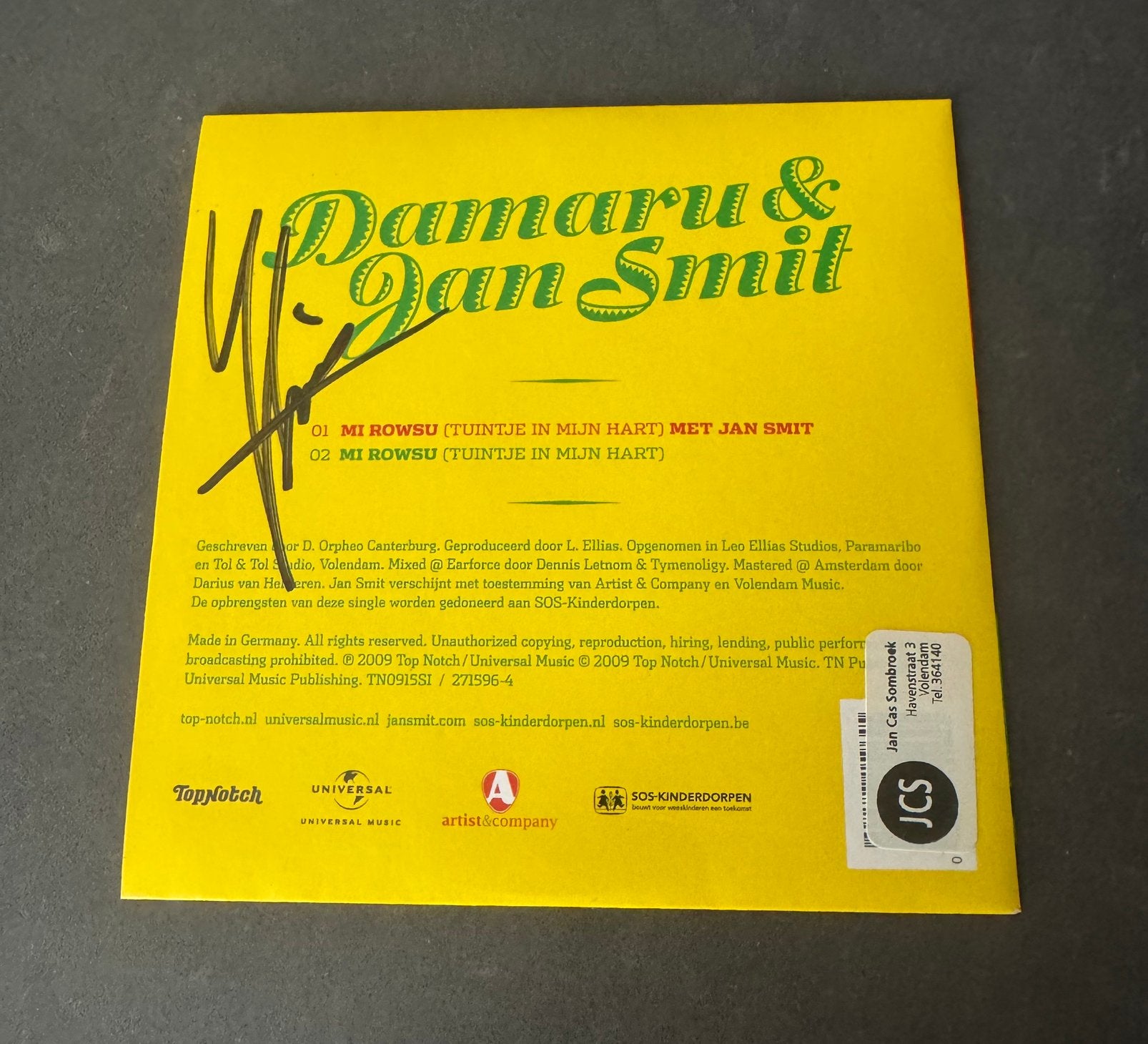 Handtekening Jan Smit, Ophalen of Verzenden, Nieuw, Cd of Plaat, Gesigneerd
