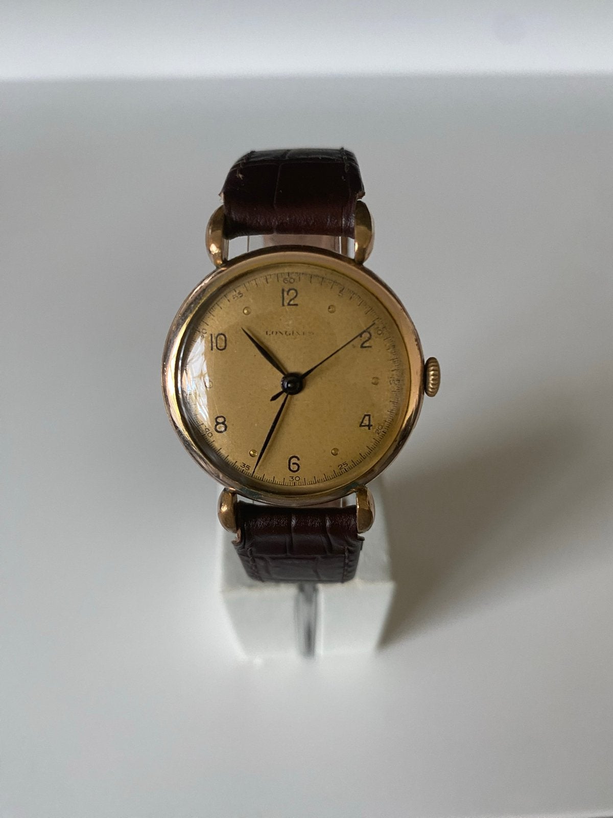 Vintage Longines zeldzame  uit 1947-  met Leren Band, Ophalen of Verzenden, Gebruikt