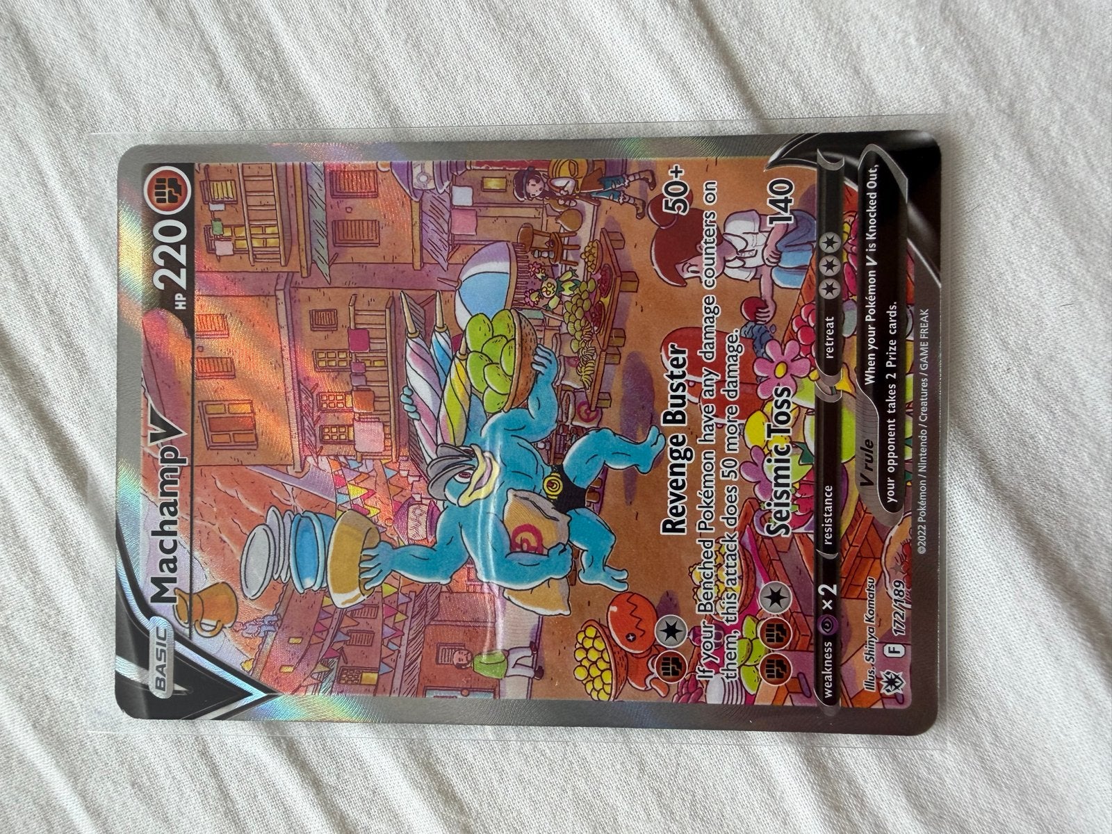 Machamp V Pokémon Kaart - Full Art (172/189), Ophalen, Zo goed als nieuw, Losse kaart, Foil