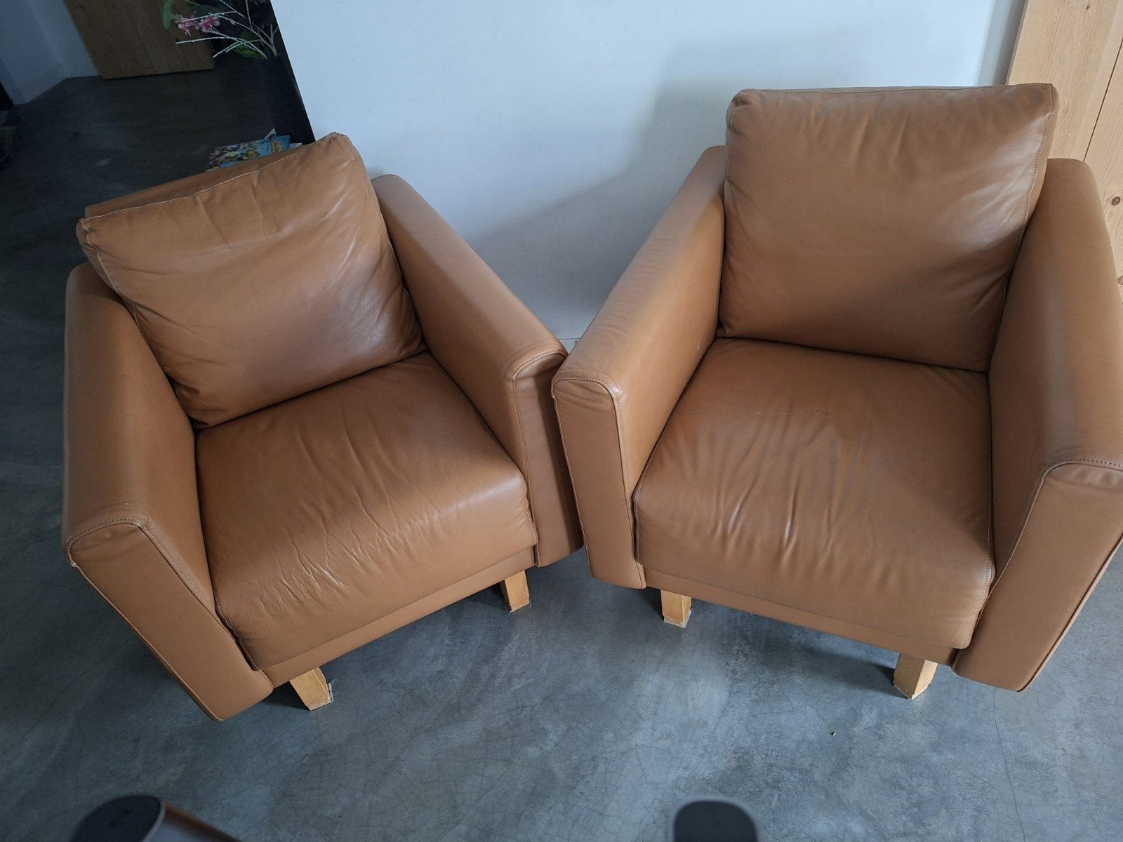 Leren stoeltjes - Gebruikt maar in zeer nette staat, Huis en Inrichting, Fauteuils, Ophalen, Gebruikt, 75 tot 100 cm, Leer