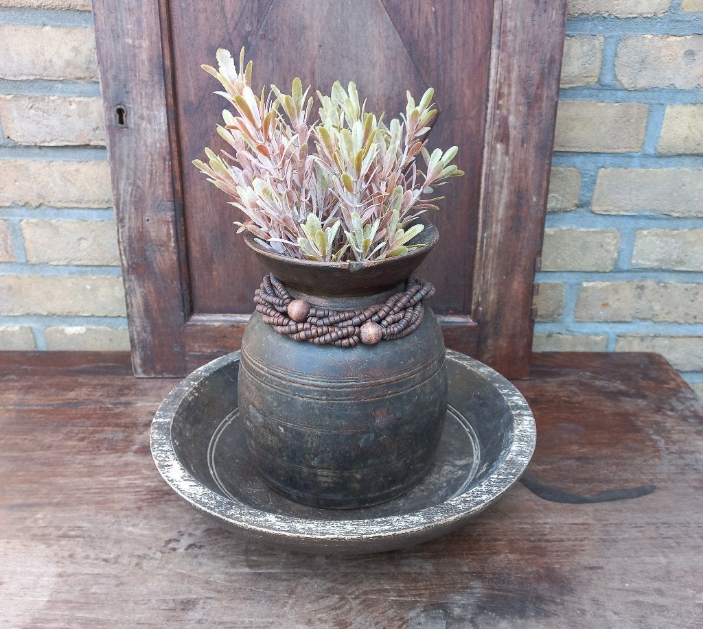 stoere NEPALESE pot met SCHAAL & TAK, Huis en Inrichting, Bruin, Nieuw, Ophalen of Verzenden, 19 cm