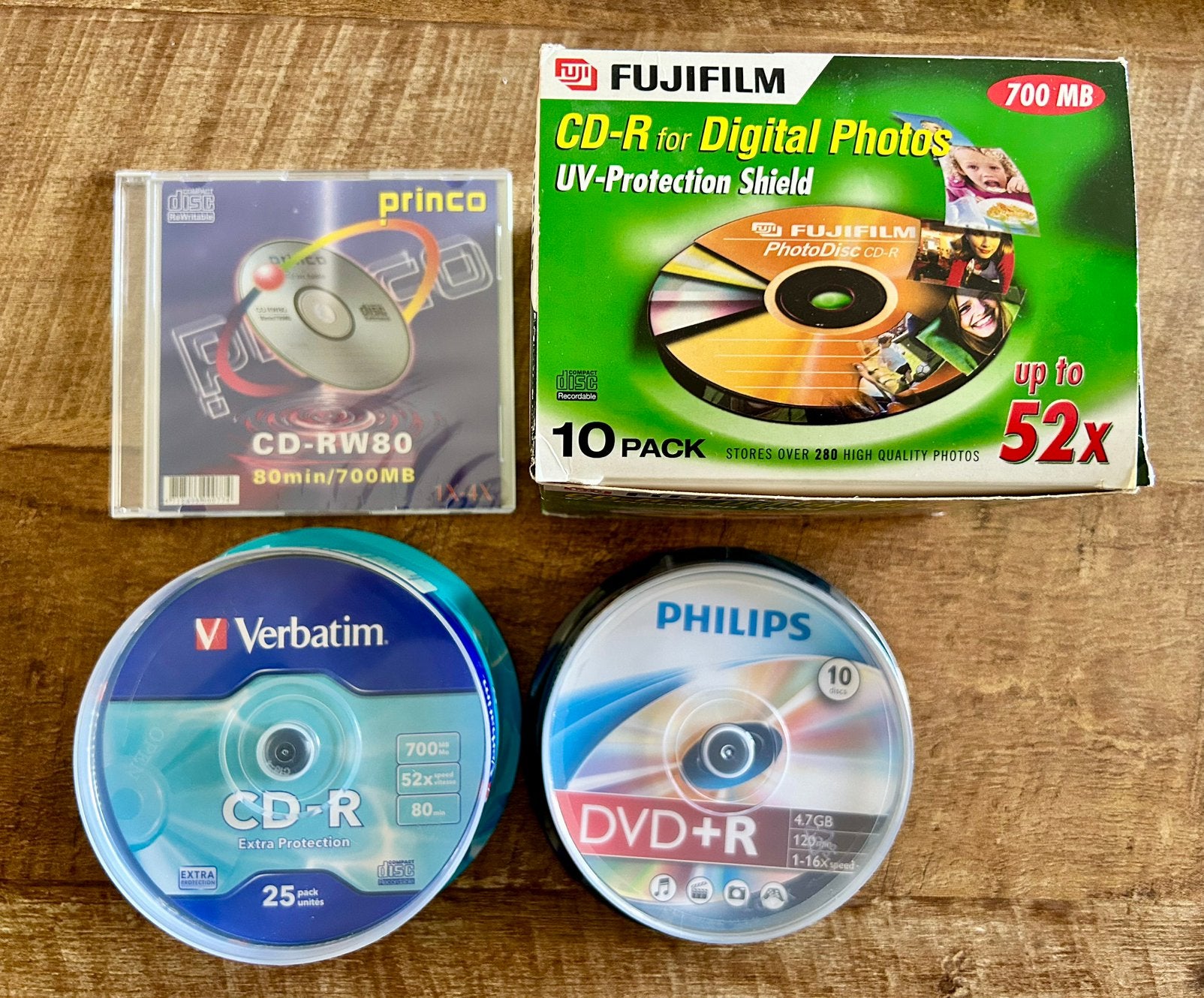 Partij nieuwe CD-R, DVD+R en CD-R, Verbatim, Fuij, Philips, Computers en Software, Beschrijfbare discs, Ophalen of Verzenden, Nieuw