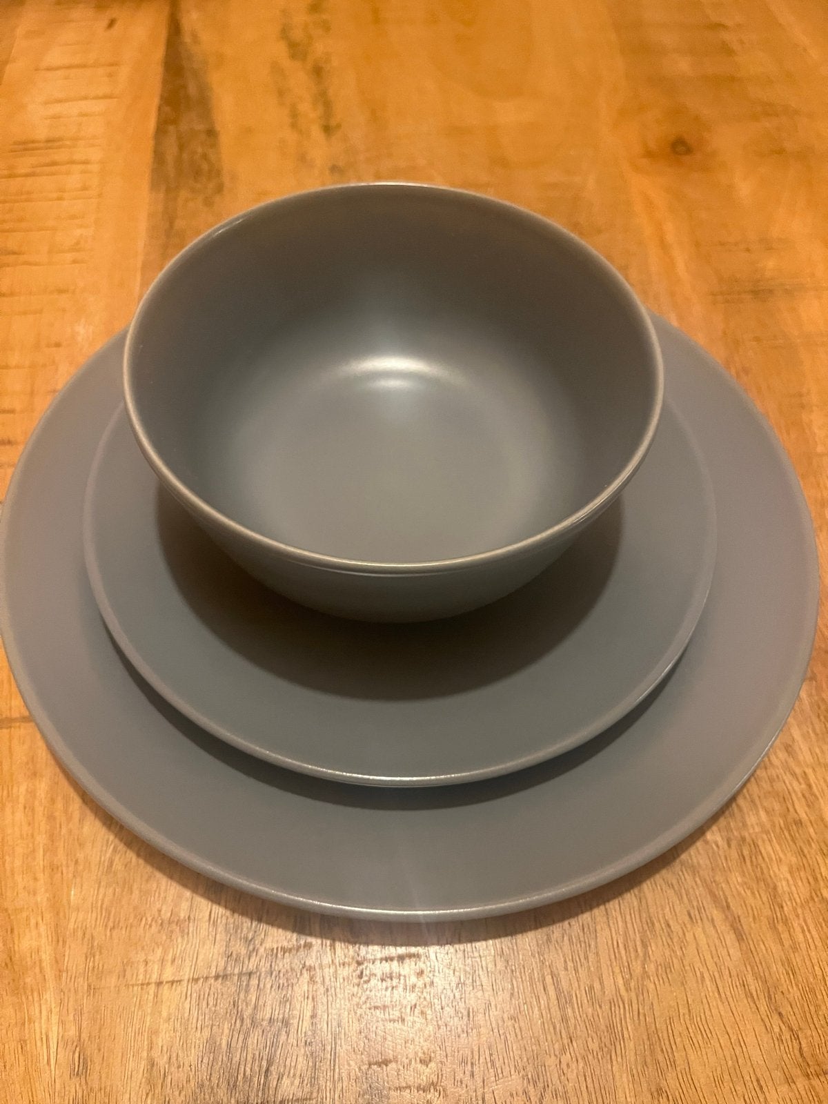 18-delig grijs servies, 6x: Grote & kleine borden met kommen, Ophalen, Keramiek, IKEA, Zo goed als nieuw